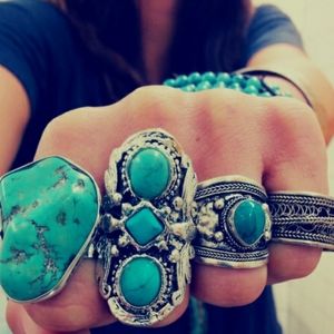 Boho Faux Turquoise Triple Stone Ring